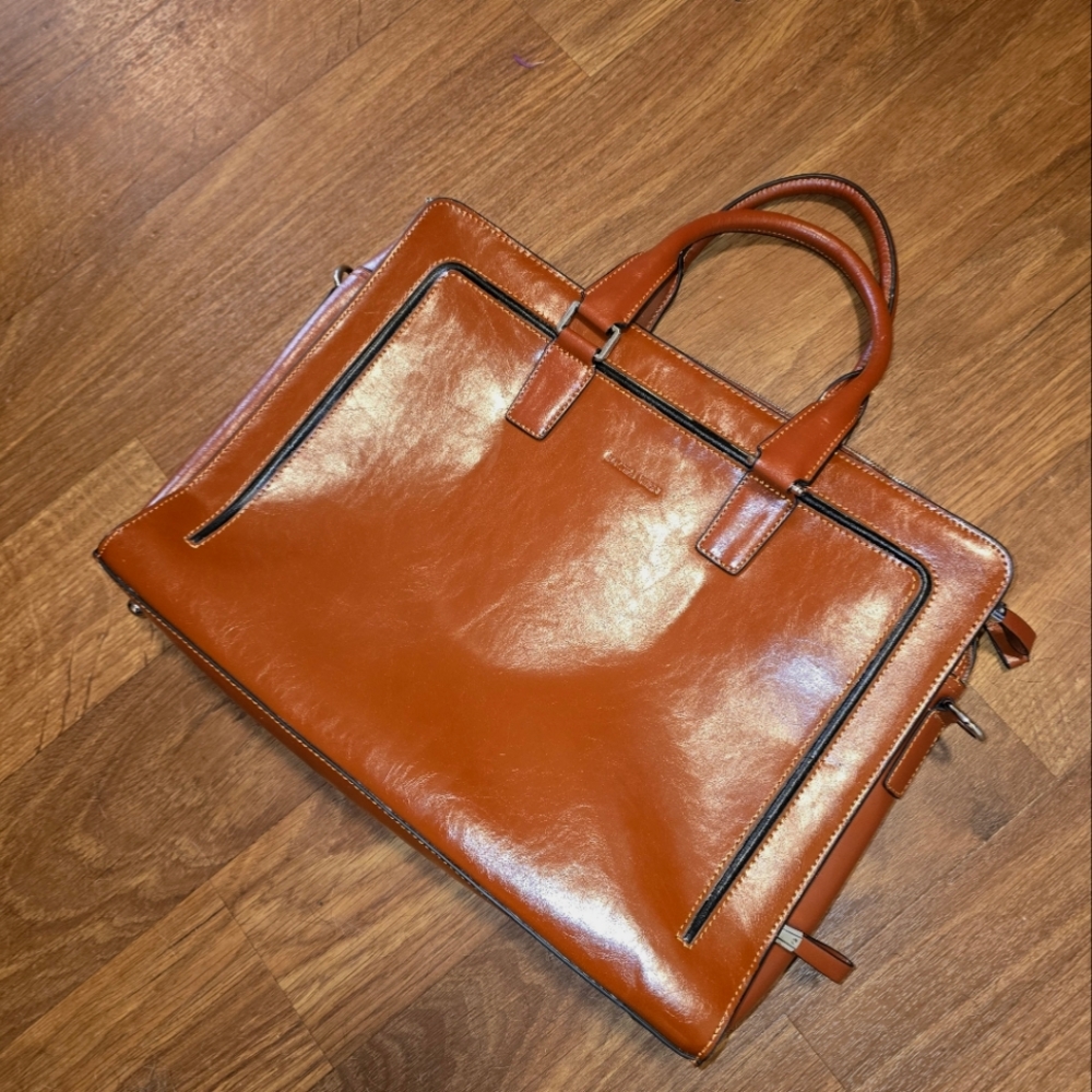 Bostanten Brown Leather Laptop Bag